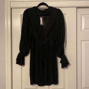 Black Pleated Long Sleeve Nasty Gal Dress